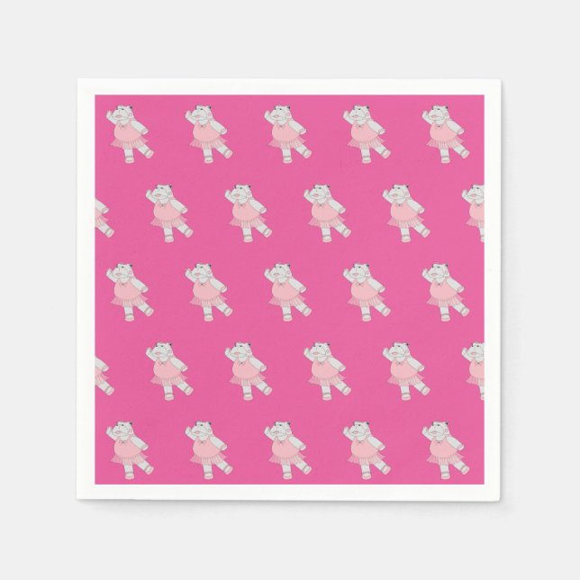 Servilleta De Papel Bailarina Hipopótamo Rosa Ilusima (Anverso)