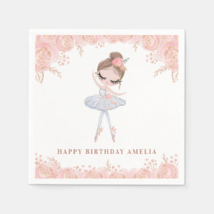 Servilleta De Papel Bailarina Morena en Vestido Blanco Cumpleaños Flor