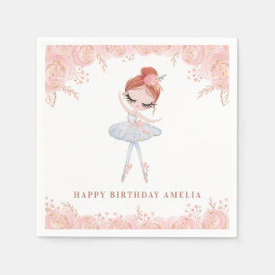 Servilleta De Papel Bailarina pelirroja en vestido blanco Cumpleaños f