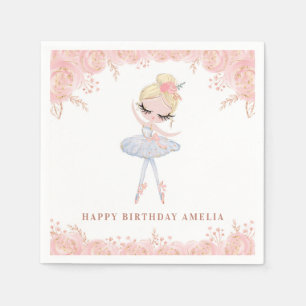 Servilleta De Papel Bailarina Rubia con Vestido Blanco Cumpleaños Flor