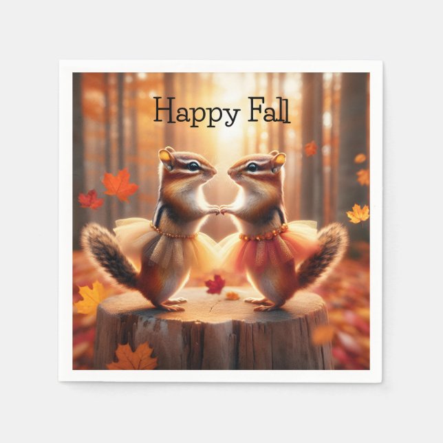Servilleta De Papel Baile de Chipmunks en otoño (Anverso)