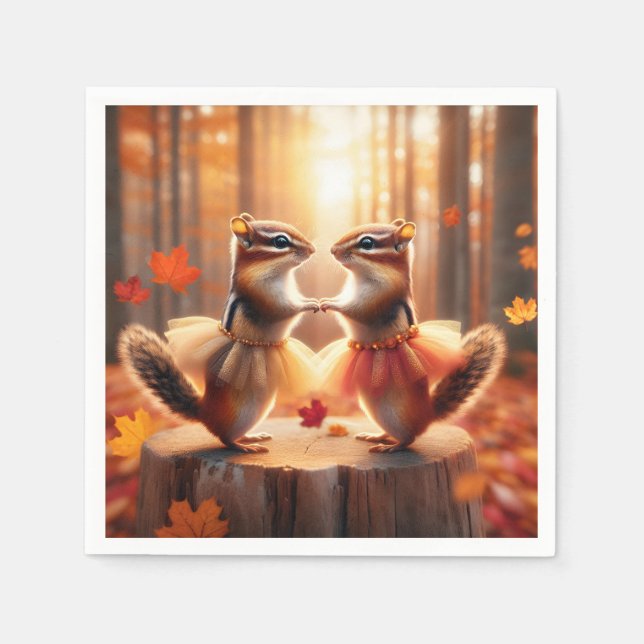 Servilleta De Papel Baile de Chipmunks en otoño (Anverso)