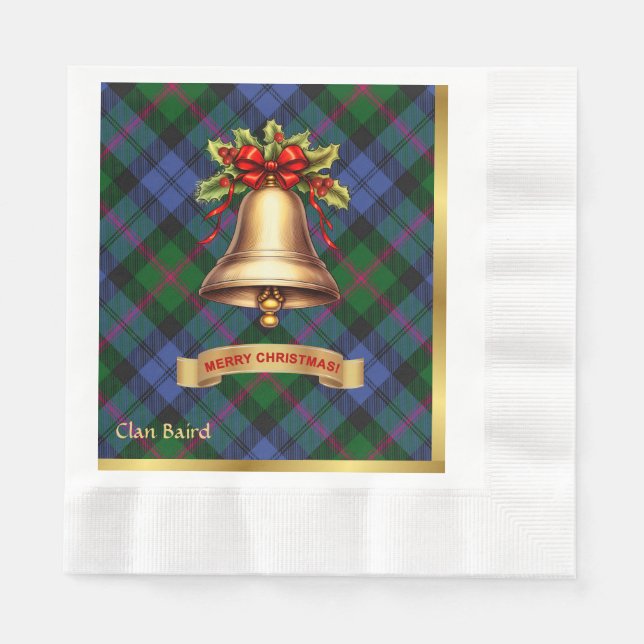 Servilleta De Papel Baird Tartán de Navidad Personalizado (Anverso)