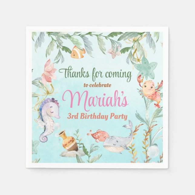 Servilleta De Papel Bajo el agua del mar Cumpleaños (Anverso)