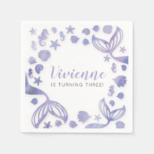 Servilleta De Papel Bajo el cumpleaños de la sirena marítima