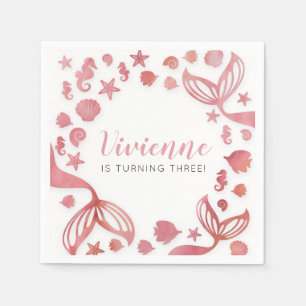 Servilleta De Papel Bajo el cumpleaños de la sirena marítima