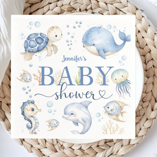 Servilleta De Papel Bajo el mar Baby Shower Boy Ocean Paper Napkins (Subido por el creador)