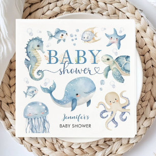 Servilleta De Papel Bajo el Mar Baby Shower Niño Azul Océano