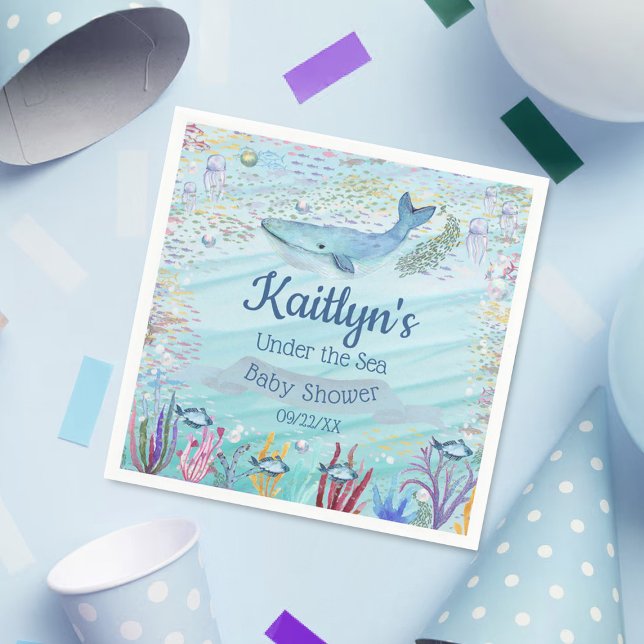 Servilleta De Papel Bajo el mar | Baby Shower Temático Oceánico (Subido por el creador)