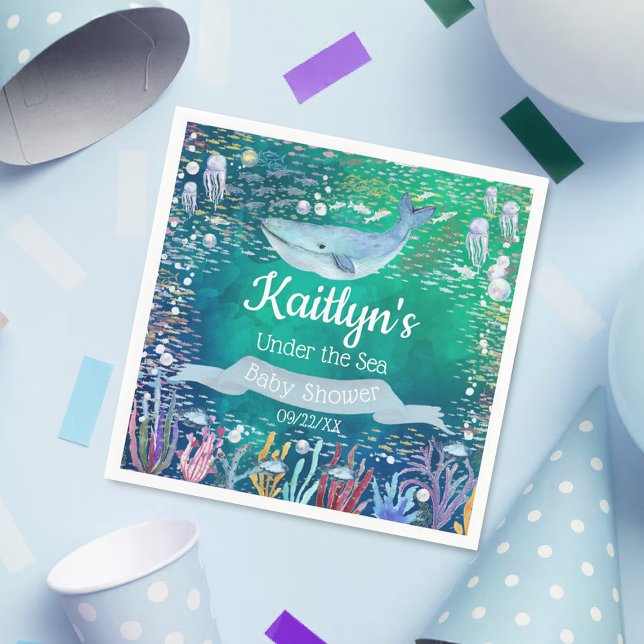Servilleta De Papel Bajo el mar | Baby Shower Temático Oceánico (Subido por el creador)