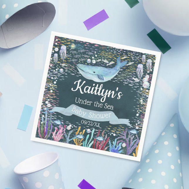 Servilleta De Papel Bajo el mar | Baby Shower Temático Oceánico (Subido por el creador)