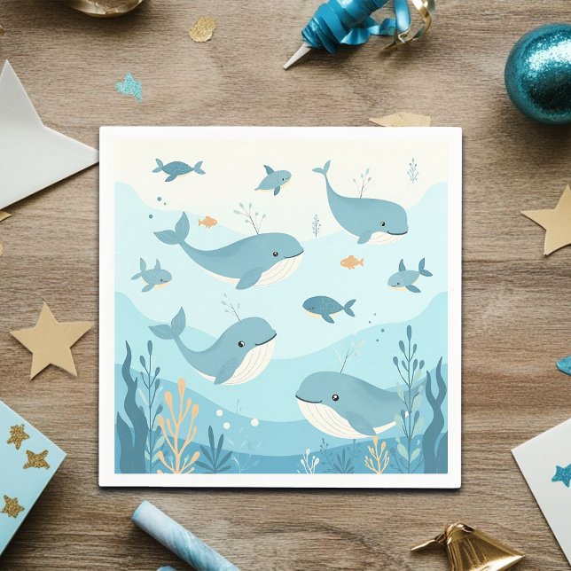 Servilleta De Papel Bajo el mar Ballenas y Peces Niños (Subido por el creador)