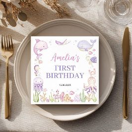 Servilleta De Papel Bajo el mar Chica Océano Animales Niños Cumpleaños