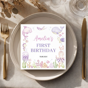 Servilleta De Papel Bajo el mar Chica Océano Animales Niños Cumpleaños