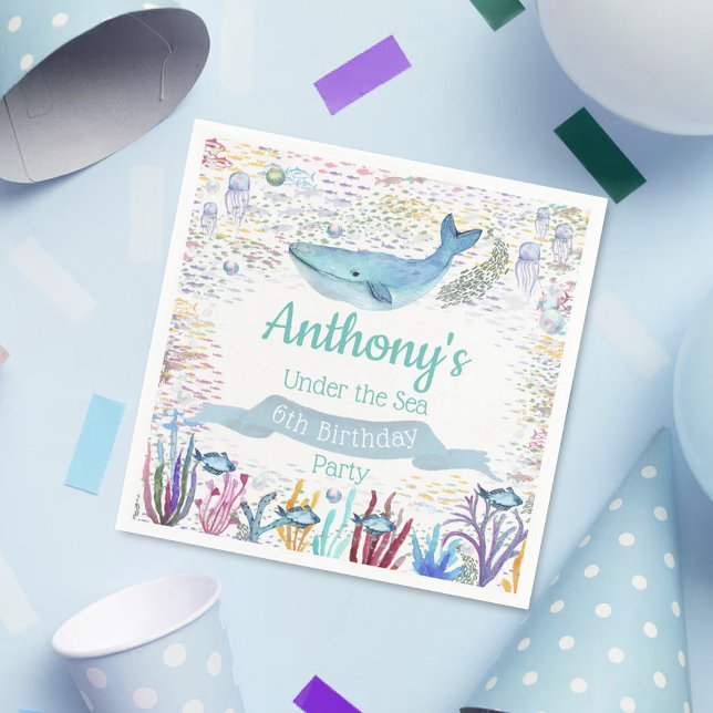 Servilleta De Papel Bajo el mar Cualquier Cumpleaños De Edad (Subido por el creador)