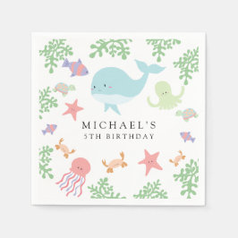 Servilleta De Papel Bajo el mar Cumpleaños Playa Cute Kawaii Ocean