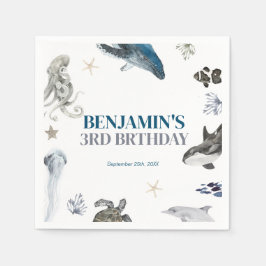 Servilleta De Papel Bajo el Mar de Ballenas Cumpleaños de la Vida