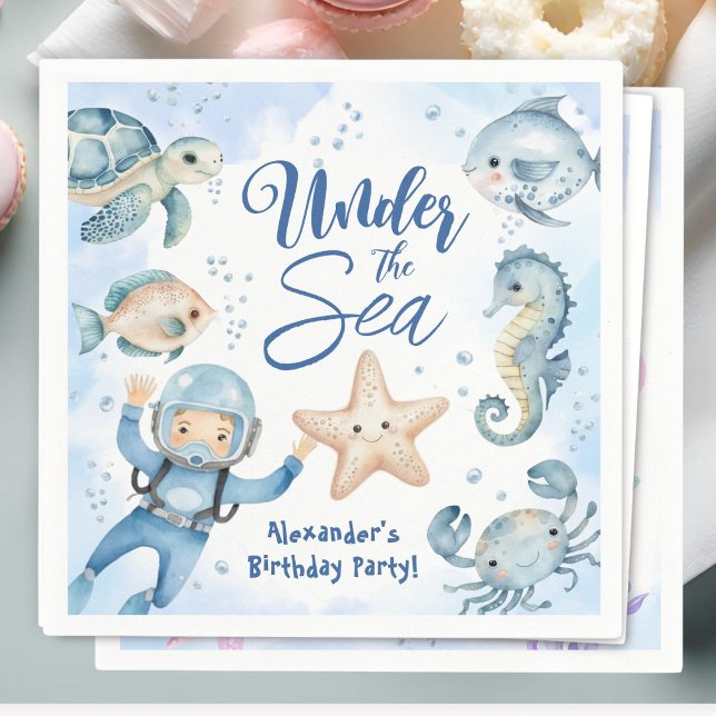 Servilleta De Papel ¡Bajo El Mar! Fiesta de cumpleaños del océano azul (Subido por el creador)