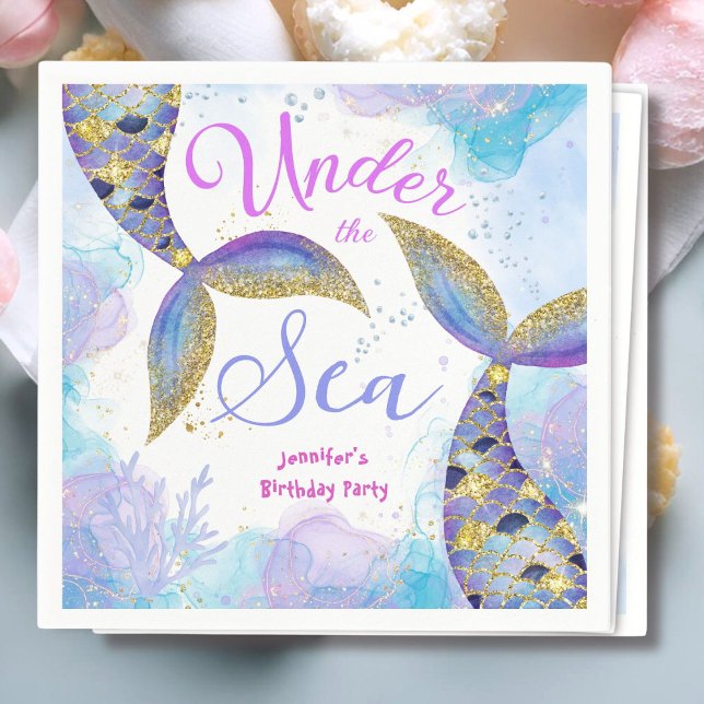 Servilleta De Papel Bajo el mar, las sirenas Chicas azul Verde azulado (Subido por el creador)