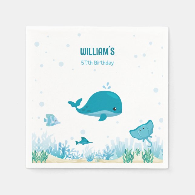 Servilleta De Papel Bajo el mar, Ocean Animals (Anverso)