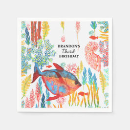Servilleta De Papel Bajo el mar Océano Animal acuarela cumpleaños