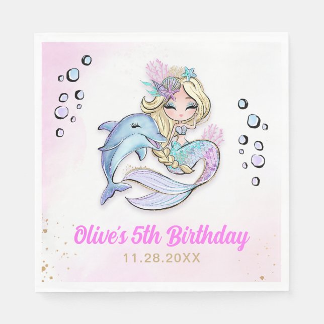 Servilleta De Papel Bajo el tema de la sirena marina (Anverso)