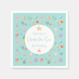 Servilleta De Papel Bajo la Fiesta del Cumpleaños del Mar