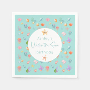 Servilleta De Papel Bajo la Fiesta del Cumpleaños del Mar