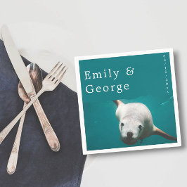 Servilleta De Papel Bajo la marina azul mar León Boda en la playa