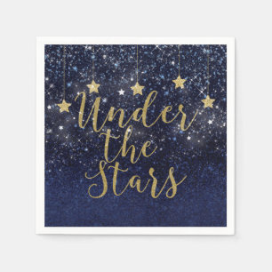 Servilleta De Papel Bajo las Estrellas Noche estrellada dorada azul Fi