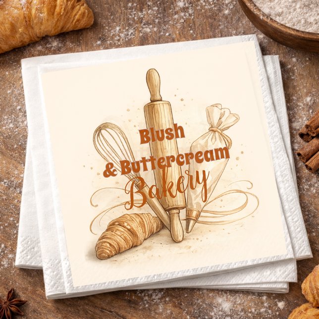 Servilleta De Papel Bakery Logo Pastry Shop Branding (Subido por el creador)