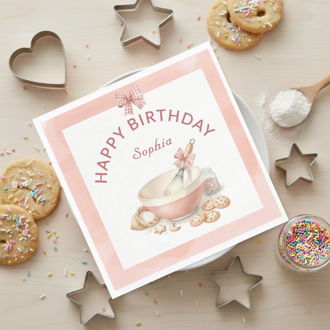 Servilleta De Papel Baking Party Girls Birthday Elegant Bowl & Whisk (Subido por el creador)