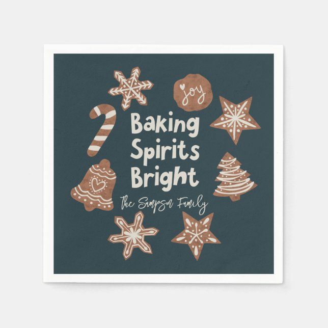 Servilleta De Papel Baking Spirit Navidades brillantes Cookie Green (Anverso)