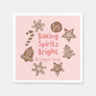 Servilleta De Papel Baking Spirits Navidades brillantes Cookie Rosa