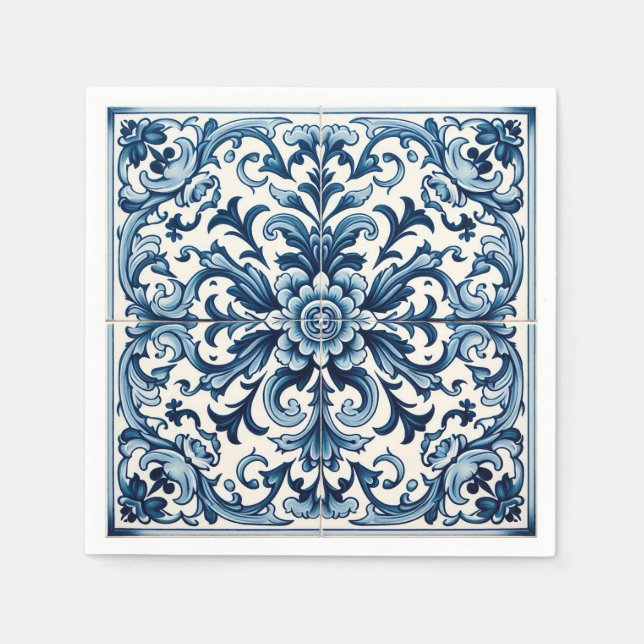 Servilleta De Papel Baldosa azul portuguesa (Anverso)