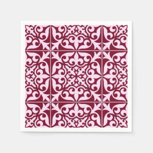 Servilleta De Papel Baldosa marroquí - burdeos y rosa
