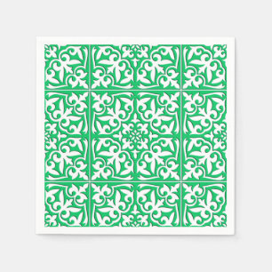 Servilleta De Papel Baldosa marroquí - jade verde y blanco