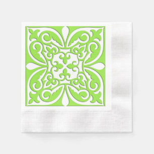 Servilleta De Papel Baldosa marroquí - verde cal y blanco