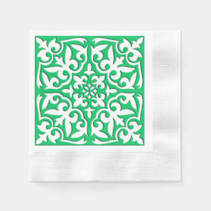 Servilleta De Papel Baldosa marroquí - verde jade y blanco