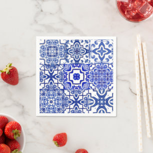 Servilleta De Papel Baldosas azules,mosaico,majólica,