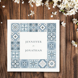 Servilleta De Papel Baldosas azules y grises de España