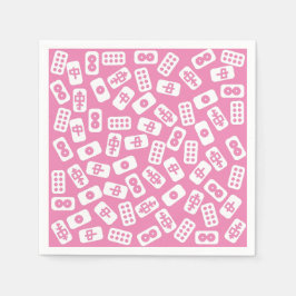 Servilleta De Papel Baldosas de Mahjong blancas en rosa bebé