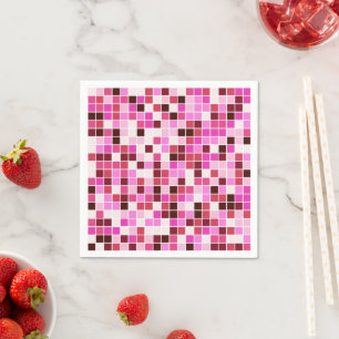 Servilleta De Papel Baldosas de piscina, mosaicos rosados, patrón geom