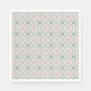 Servilleta De Papel Baldosas Florales Verde Pastel