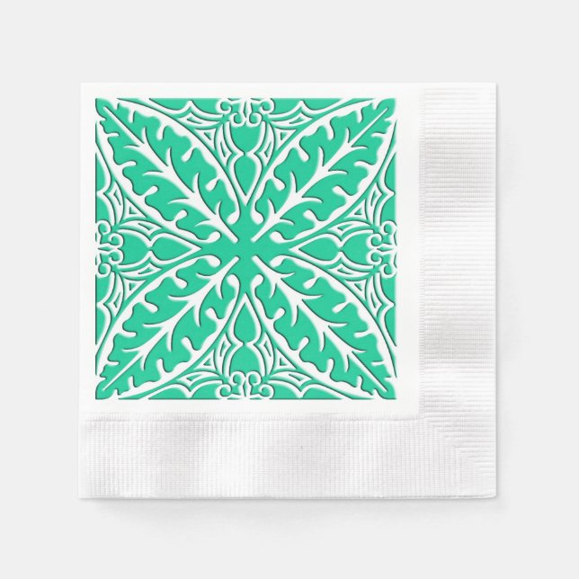 Servilleta De Papel Baldosas marroquíes: azul turquesa y blanco (Anverso)