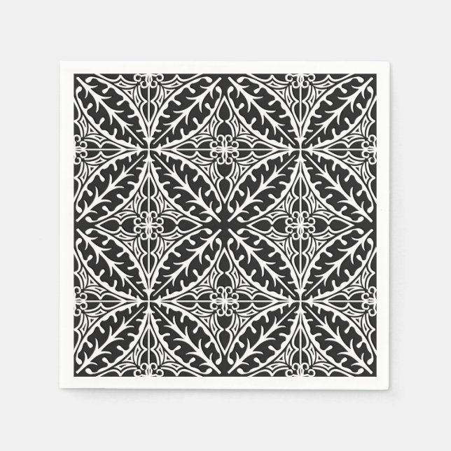 Servilleta De Papel Baldosas marroquíes - blanco y negro (Anverso)