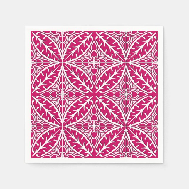 Servilleta De Papel Baldosas marroquíes - magenta y blanco (Anverso)