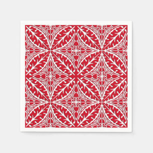 Servilleta De Papel Baldosas marroquíes - rojo oscuro y blanco
