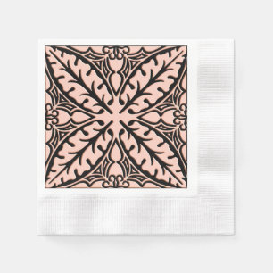 Servilleta De Papel Baldosas marroquíes - rosa melocotón y negro