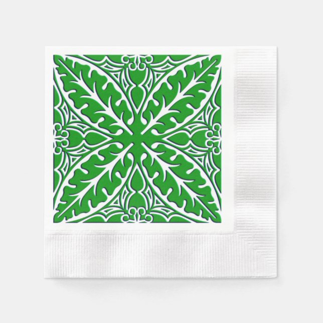 Servilleta De Papel Baldosas marroquíes - verde esmeralda y blanco (Anverso)